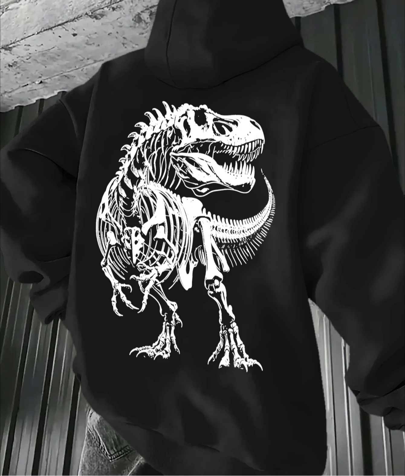 

Свободные мужские и женские хлопковые толстовки с капюшоном T-Rex Skeleton, повседневная осенне-зимняя флисовая толстовка, пуловер большого размера, топы с круглым вырезом, толстовка