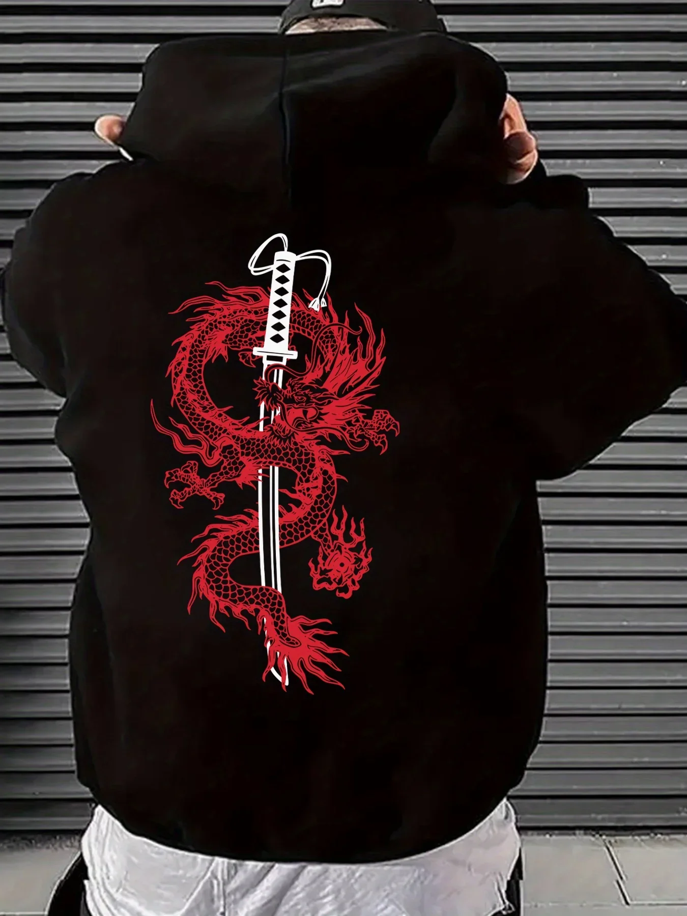 Nouvelle collection 2025 : Sweat à capuche tendance pour homme, motif géométrique personnalisé Dragon imprimé, style décontracté