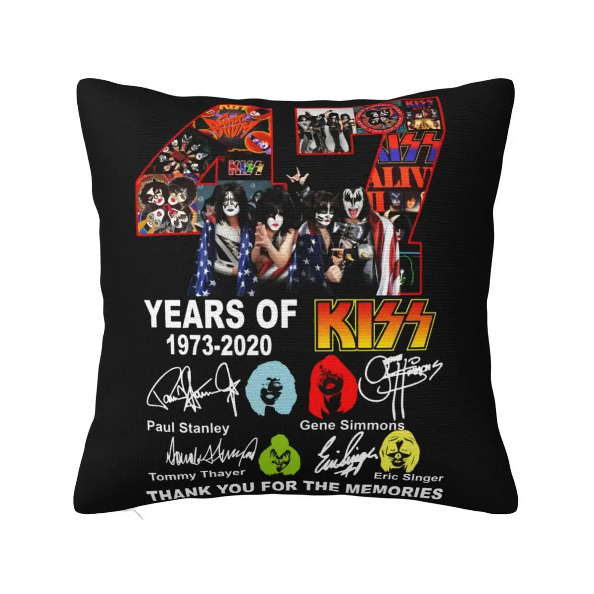 47 Years Kiss Band 1973'2020 Signatures Thank You For The Memories Atmungsaktives G1621 Headban Pillow Case