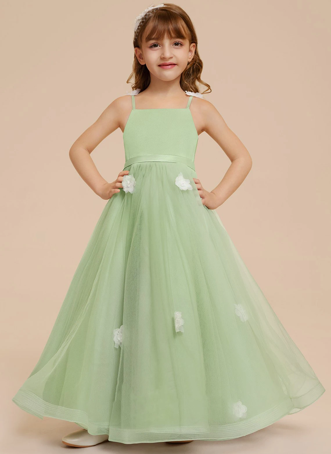 

YZYmanualroom/Ball-Gown/Princess Square Floor-Length Satin/Tulle Flower Girl Dress