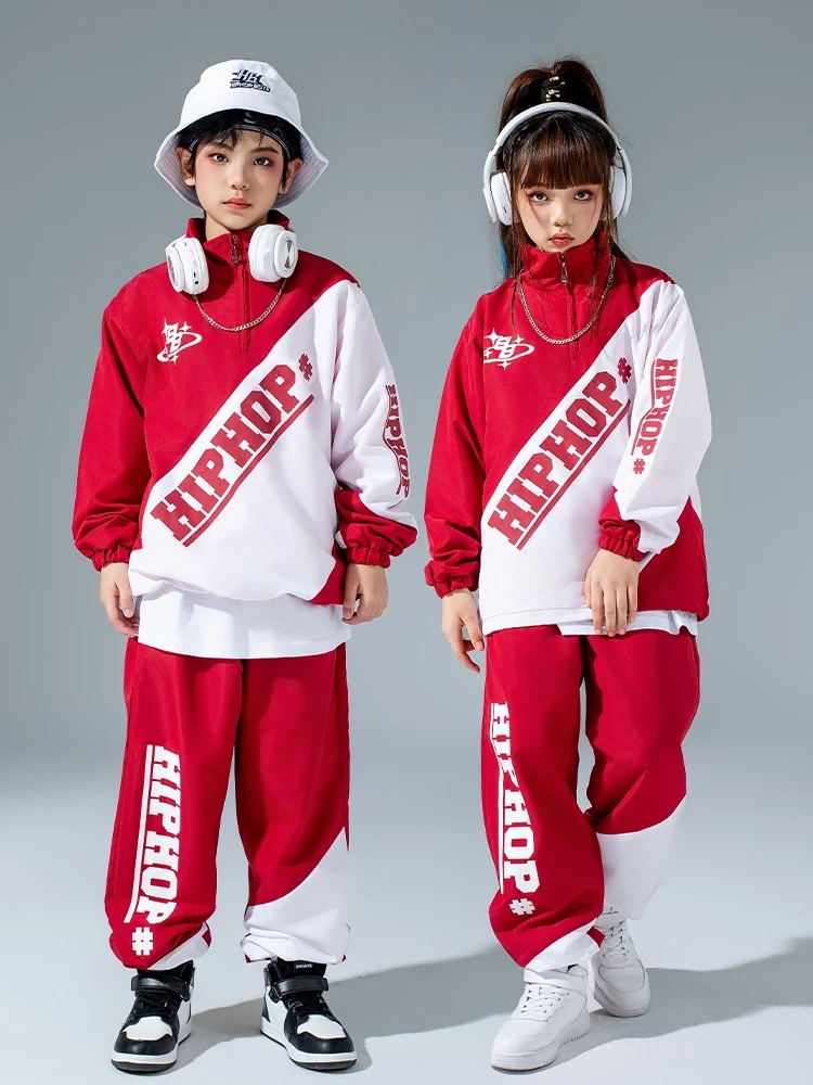 2024 Hip Hop Dance Costumes For Kids Loose Jacket Hiphop Pants Suit Boys Girls Streetwear Jazz Performance Stage Wear DQS15762