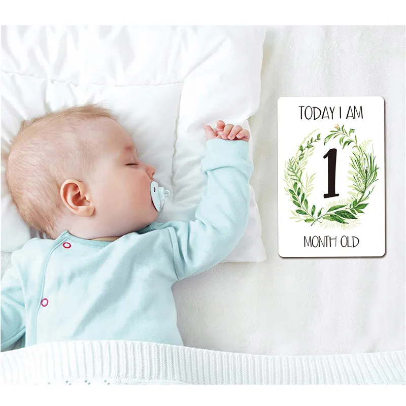 12 Pcs Month Sticker Baby Photography Milestone Memorial Monthly Newborn Kids Commemorative Card Number Photo Accessories Gifts