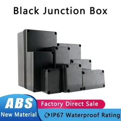 Outdoor IP67 Waterproof Black Junction Box Housing ABS Plastic Enclosure Screw Cable Flame Retardant Cases for Electronics