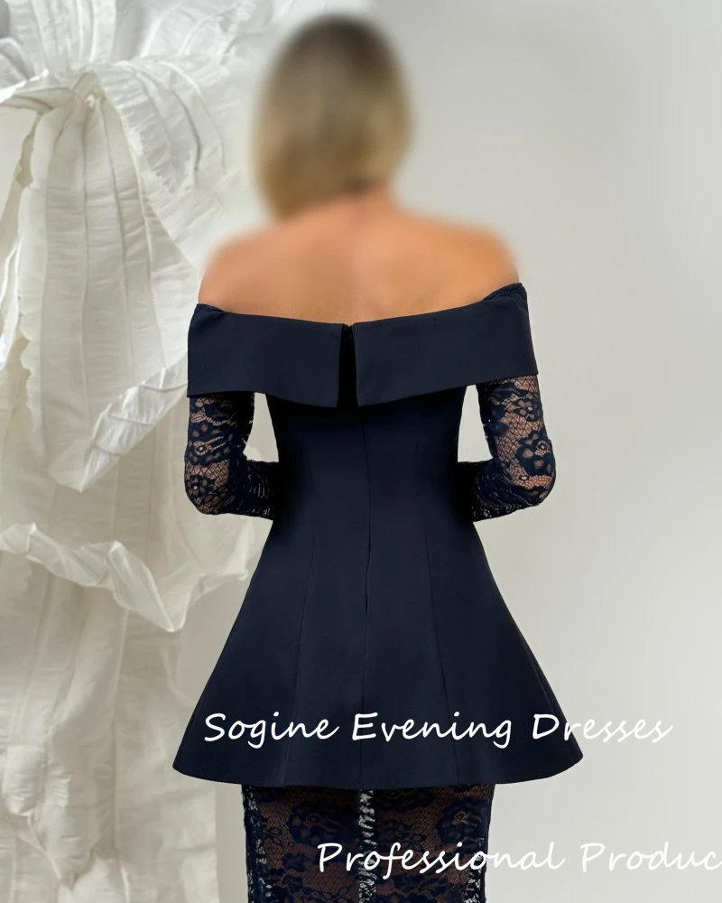 فستان رسمي مكشوف الكتفين من الدانتيل والكريب للحفلات الراقصة من Serene Hill فساتين صدرية 3/4 كم رداء حفلات الكوكتيل