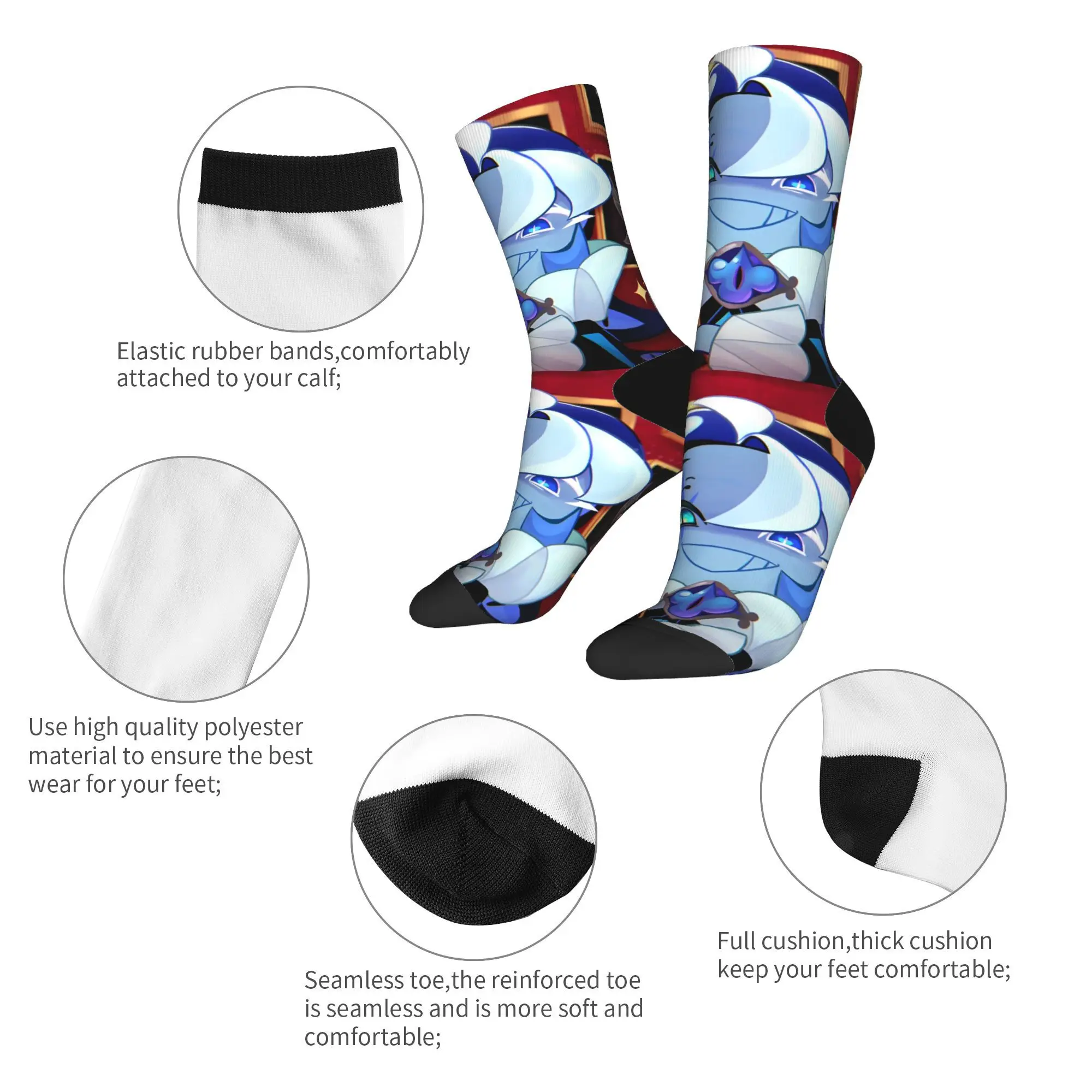 Men Socks Novelty Shadow Milk Cookie Run Kingdom Sock Polyester Cute Cartoon Anime Women's Socks Spring Summer Autumn Winter