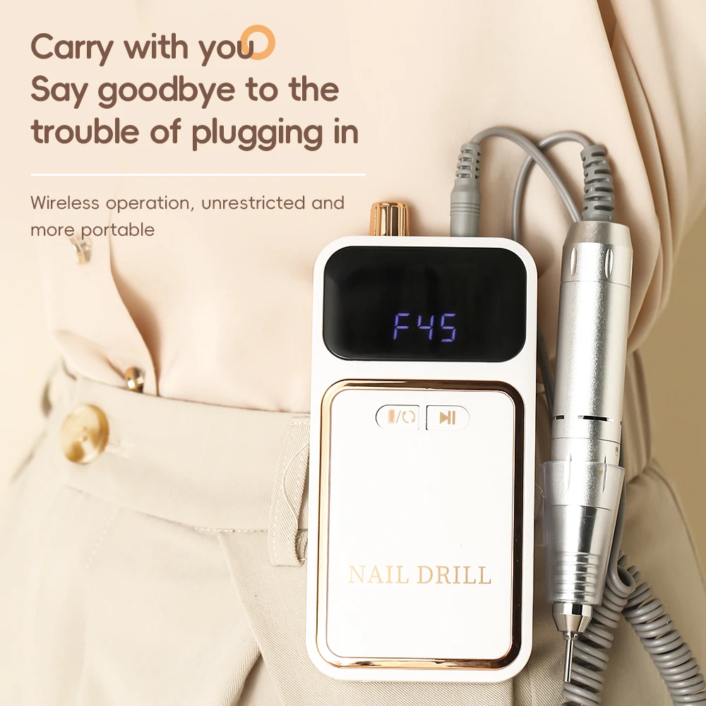 Taladro de uñas portátil eléctrico profesional de 45000RPM, lima lijadora de uñas recargable de poco ruido para herramienta de salón de manicura