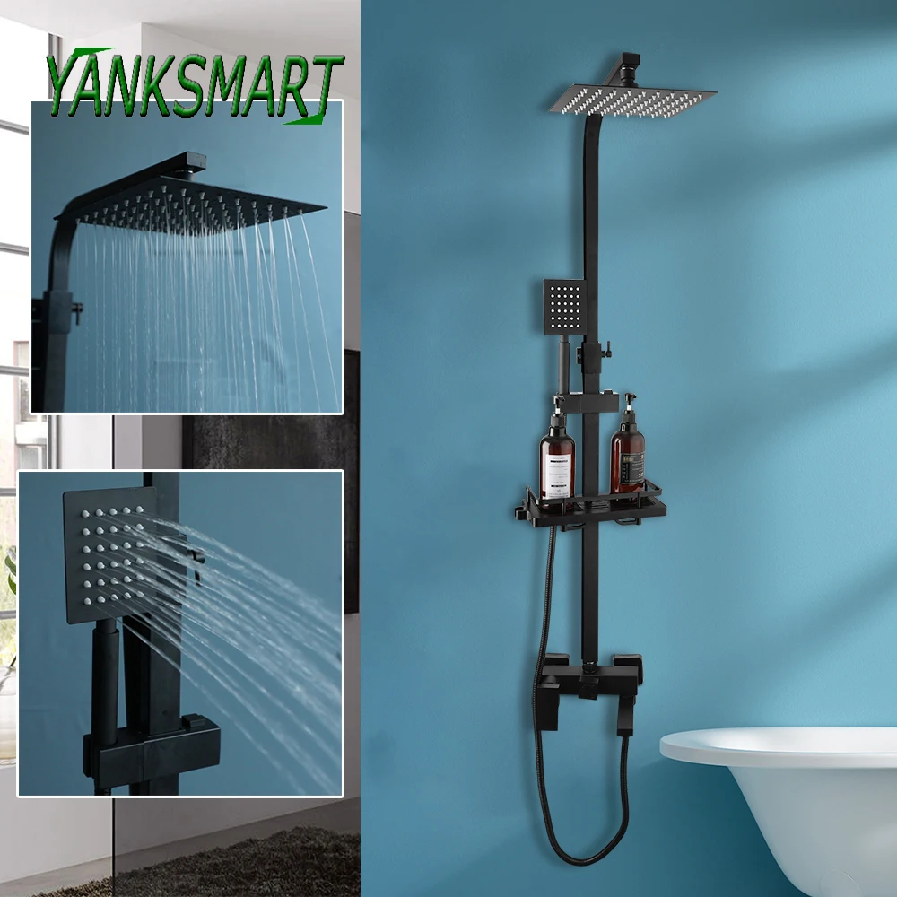 YANKSMART Matte Black Bathroom Shower System 8