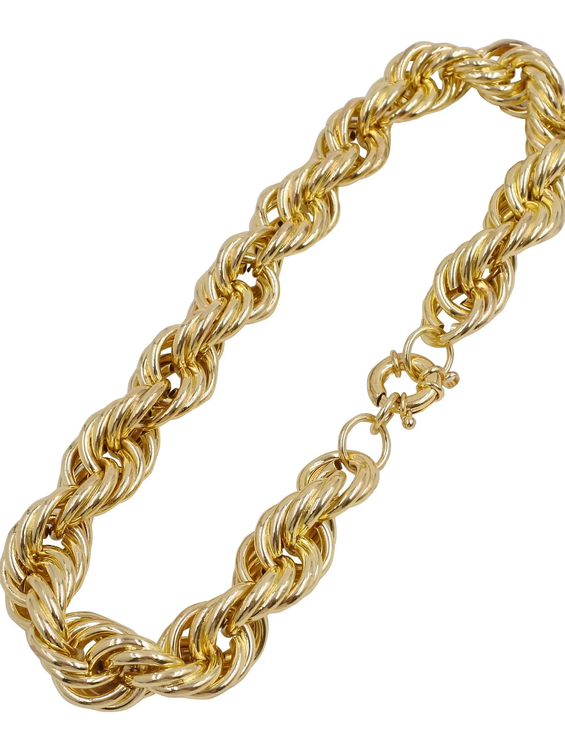 Fashion Best Sale Hip Hop Gold Plated Hollow Rope Chain Necklace Jewelry For Any Size