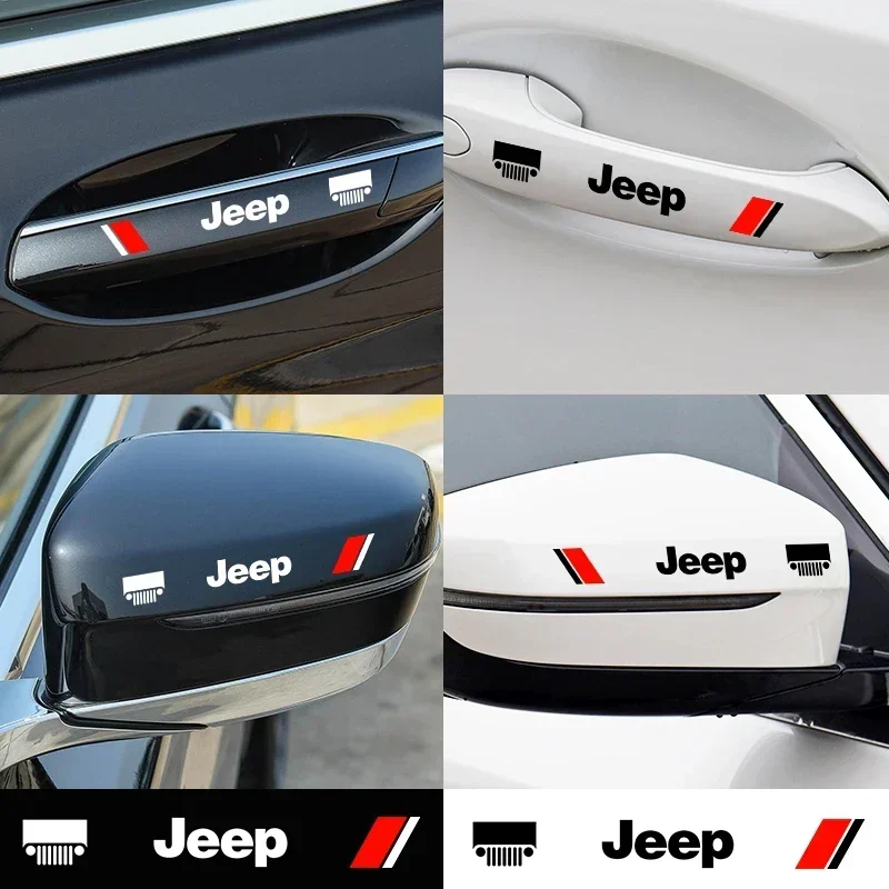 

4 PCS/SET Car Door Handle Stickers Vinyl Decals for Jeep JPB Renegade Wrangler jk Compass Grand Cherokee Gladiator
