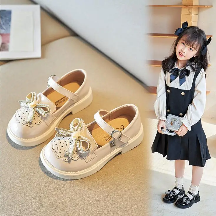 

Girls' Small Leather Shoes Spring Autumn Style New Children's Shoes Fashion Soft Sole Single Shoes Black Princess Shoes 26-36