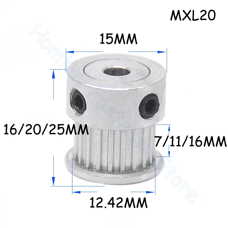 20T MXL Timing Pulley Bore 3 3.175 4 5 6 6.35 7 8mm 20 Tooth Synchronous Wheels 3D Printer Accessories for Belt width 6 10mm