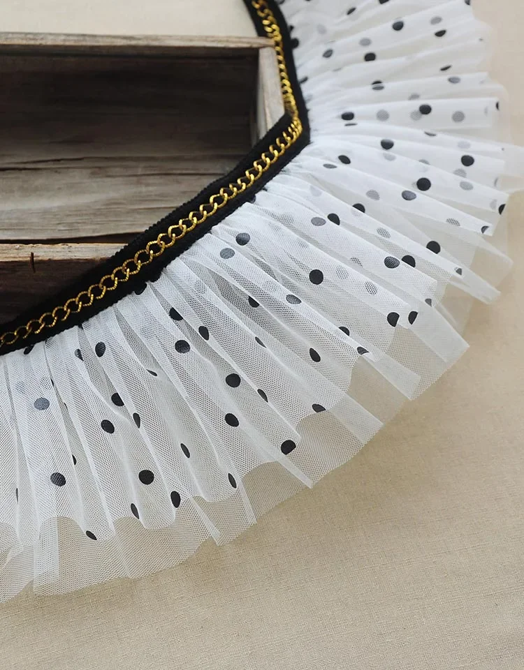 New Fashion Pleated Mesh Yarn Chain Webbing Trend Lace Fabric DIY Clothes Skirt Scarf Making Transformation Toys Pet Bib Trim
