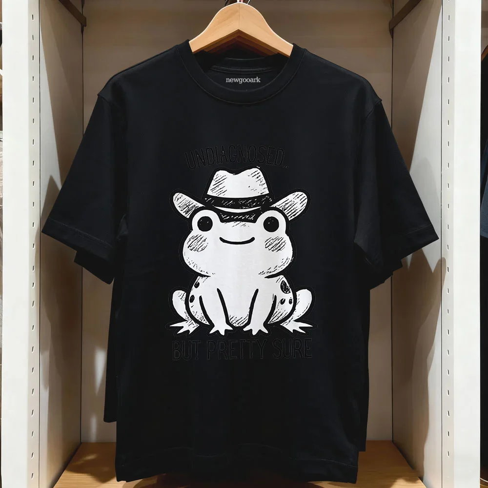 Undiagnosed But Pretty Sure Funny Cowboy Frog T Shirt Men Women Cute Toad Graphic Tee Humorous Internet Meme Summer Casual Tops