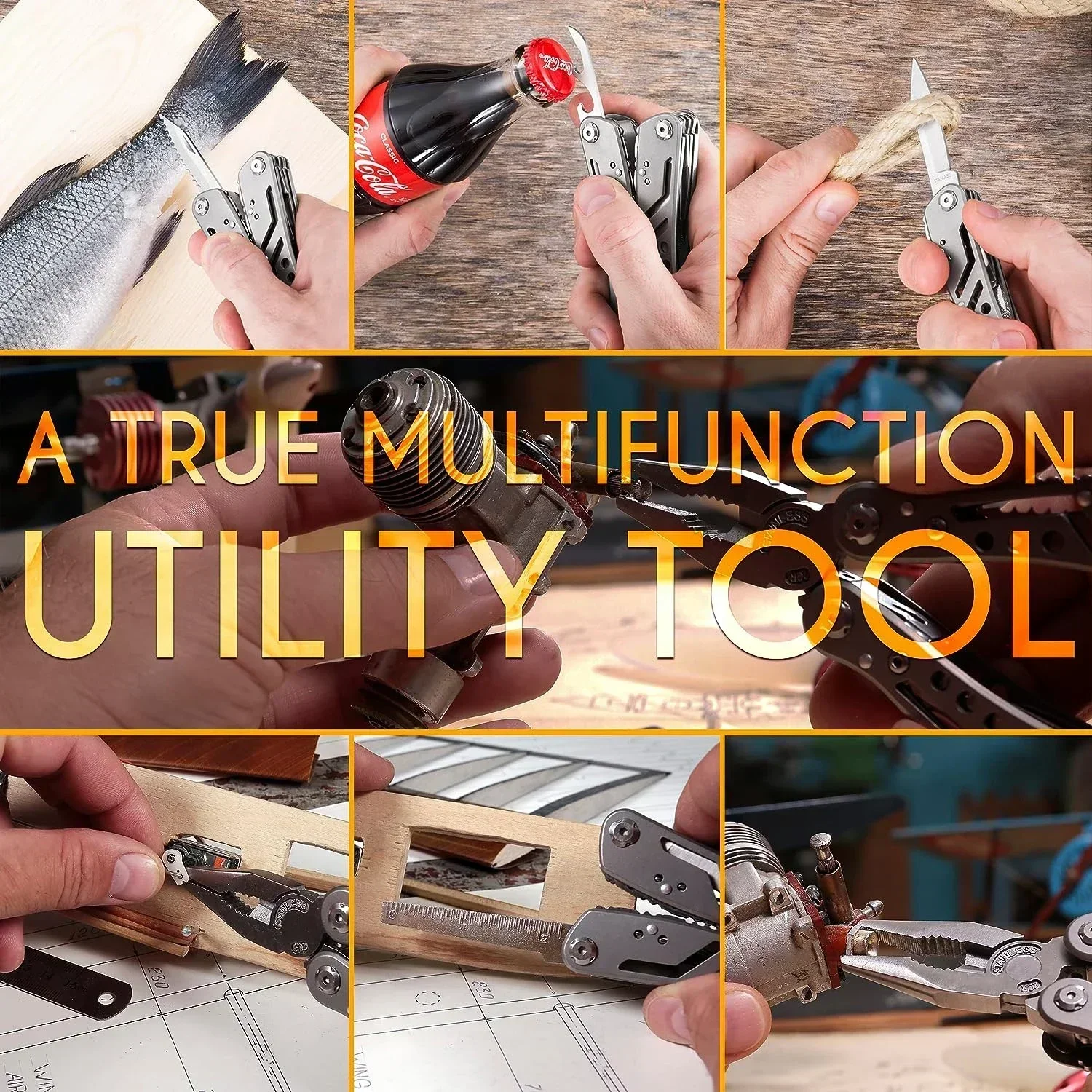 Více účelové nářadí 24-in-1 multitools kleště s ​professional multi-tool pro přežití kemping a hon dárky pro muži táta hus pás