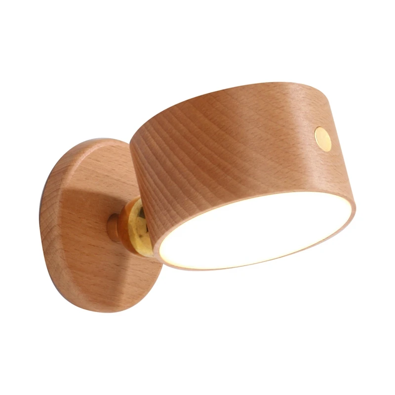 

1 Set With USB Port 360 Rotate Wall Mounted Bedside Lamp Magnetic Bedside Lamp Touch Stepless Bedside Lamp Light Wood Grain