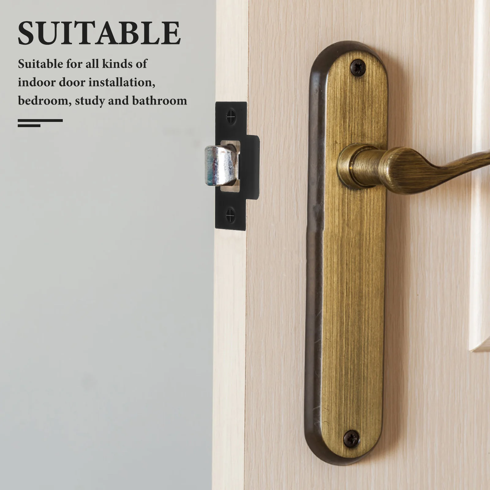 Kit de refuerzo de cerradura de puerta de acero inoxidable, placa de sujeción en forma de T para puertas interiores, dormitorio, baño, estudio, protector de pestillo de puerta, 4 Uds.