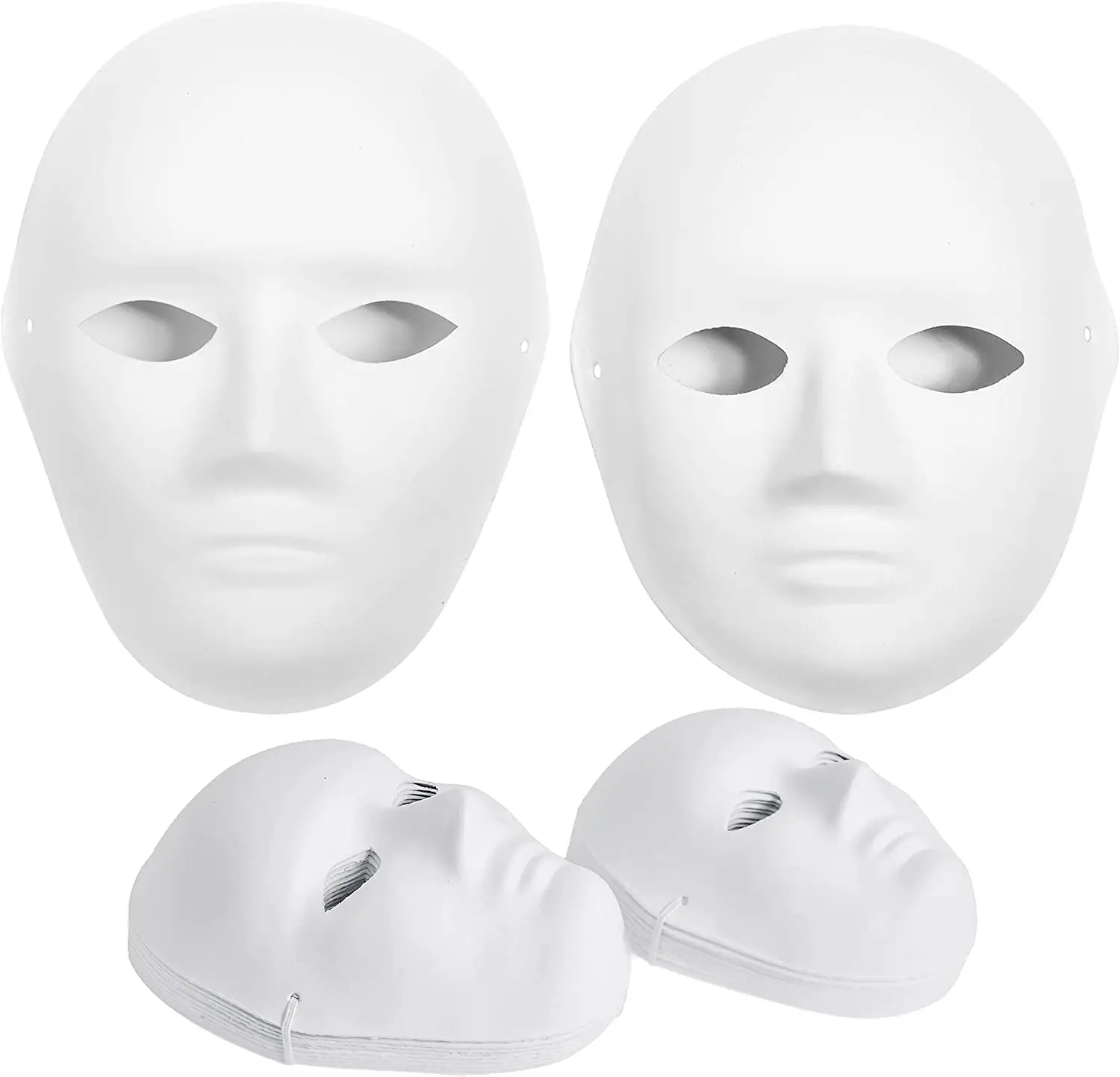 CALPALMY Paper Mache Mask 14&16&30 Packs - for Artistic Projects, Theater, Halloween, Masquerade Parties, Classroom Art