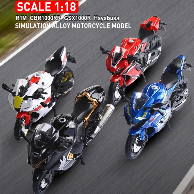 โมเดลรถจักรยานยนต์จำลองอัลลอยด์ ซีรีส์ 1:18 R1M GSX1000 CBR1000RR Hayabusa ของเล่นสะสมสำหรับเด็ก ของขวัญ ของตกแต่ง
