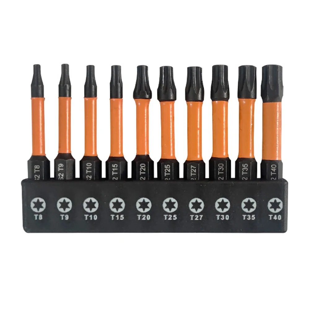 10pcs Star Plum Solid Bits Magnetic 1/4 Hex Shank Screwdriver Bit T8-T40 Nutdrivers Bits Screwdrivers Hand Tools