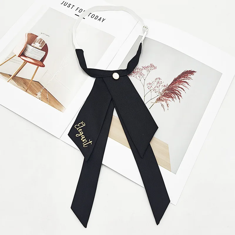 Solid color JK bow tie female Korean college style bow graduation photo Bachelor's uniform embroidered collar flower ribbon