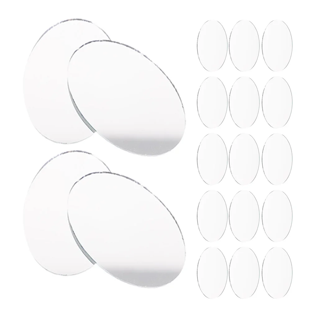 30Pcs Oval Mirror Pieces Small Glass Craft Mirrors for DIY Makeup Resin Art Compact Portable Mirrors Oval Mirror Small