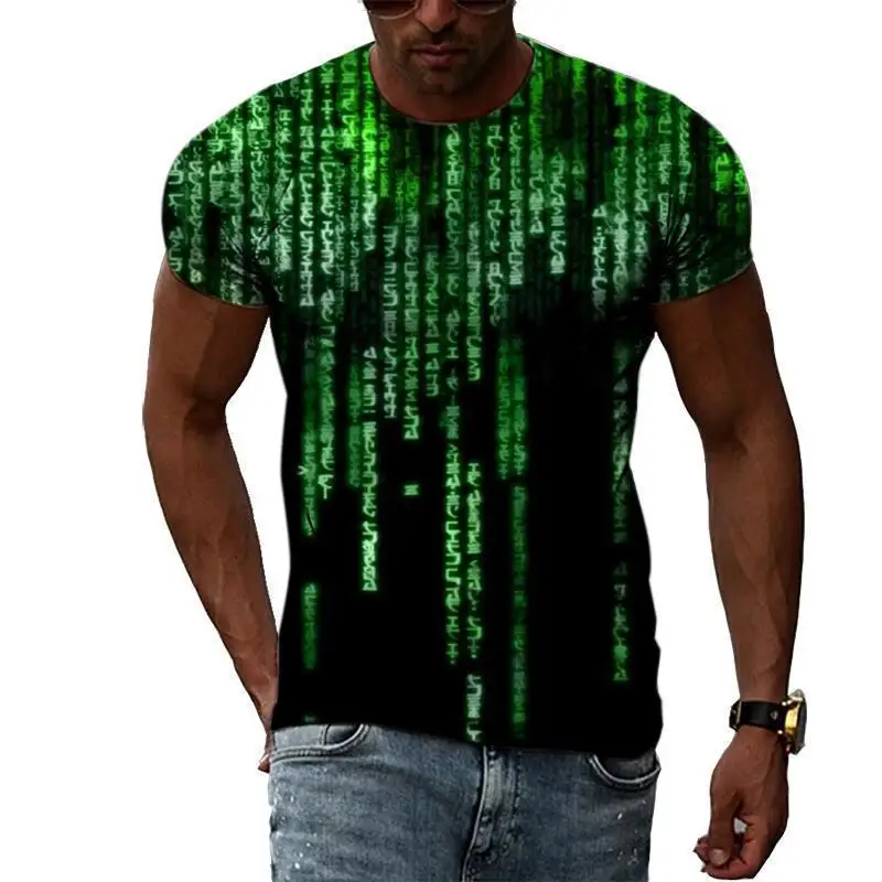 Homens e Mulheres 3D Código Digital T-shirt, Plus Size Vestuário, Streetwear, Casual, de grandes dimensões, 4 Seasons, Novo, Moda, S-7XL
