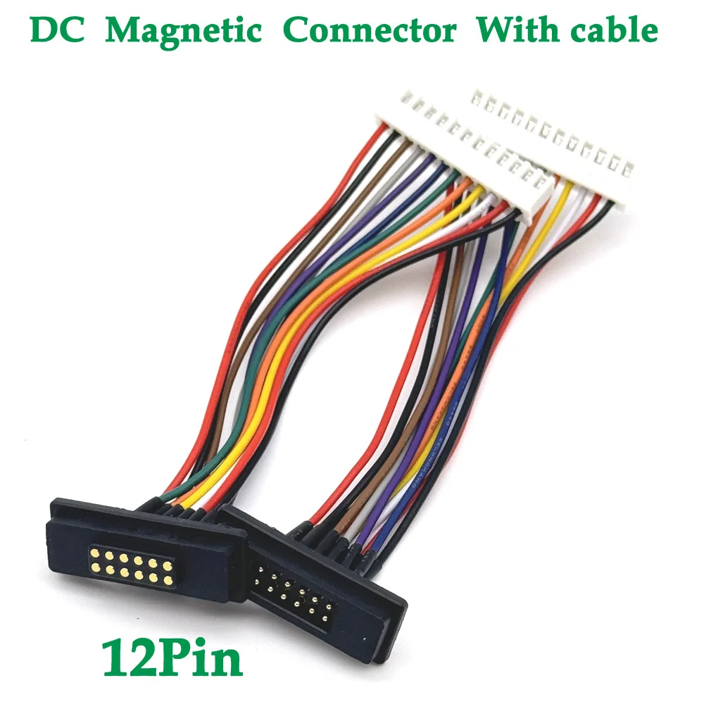 

2A Magnetic Pogo Pin Connector 2.54MM Spring Loaded Pogopin Male Female Contact Strip With ribbon cable DC Power Socket