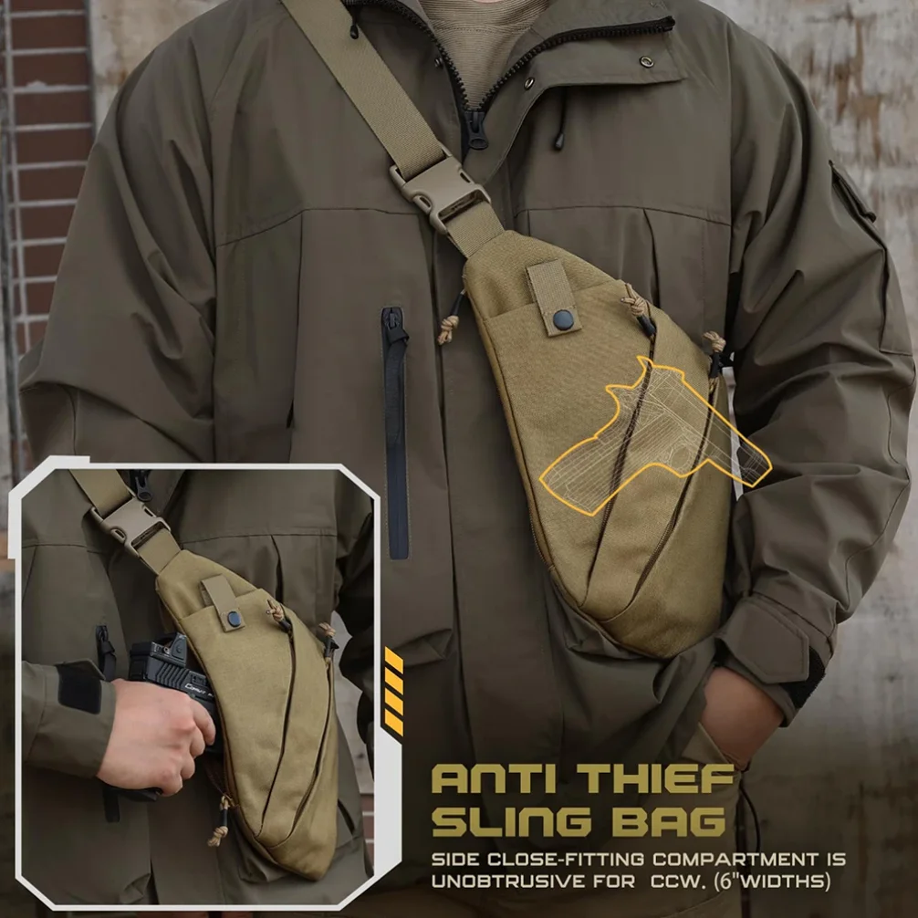 Tactical Concealed Carry Gun Bag - Right-Hand Draw Pistol Holster with Anti-Theft Design Lightweight Crossbody Chest Bag