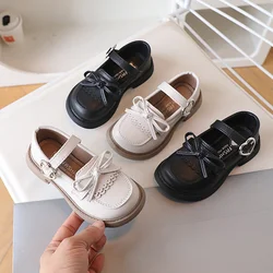 Fiocco carino punta tonda morbido banchetto studenti bambini eleganti scarpe in pelle confortevole principessa bambini neonate bella estate