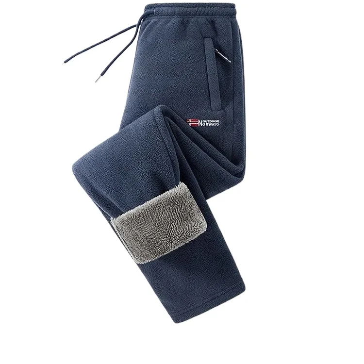 

2025 Fleece Lined Anti-Cold Warmth Trousers Black Grey Red New Style Cross-Border Casual Pants Men's Wear Comfortable Sweatpants
