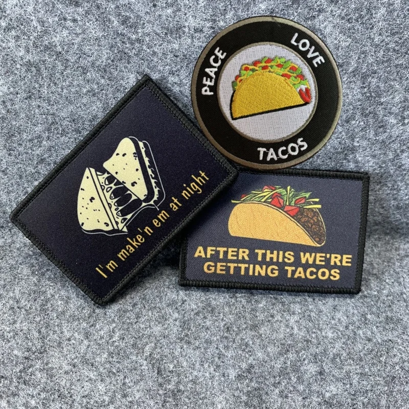 Parche de mochila táctica con bordado de Tacos de amor de la paz, insignia de moral de noche