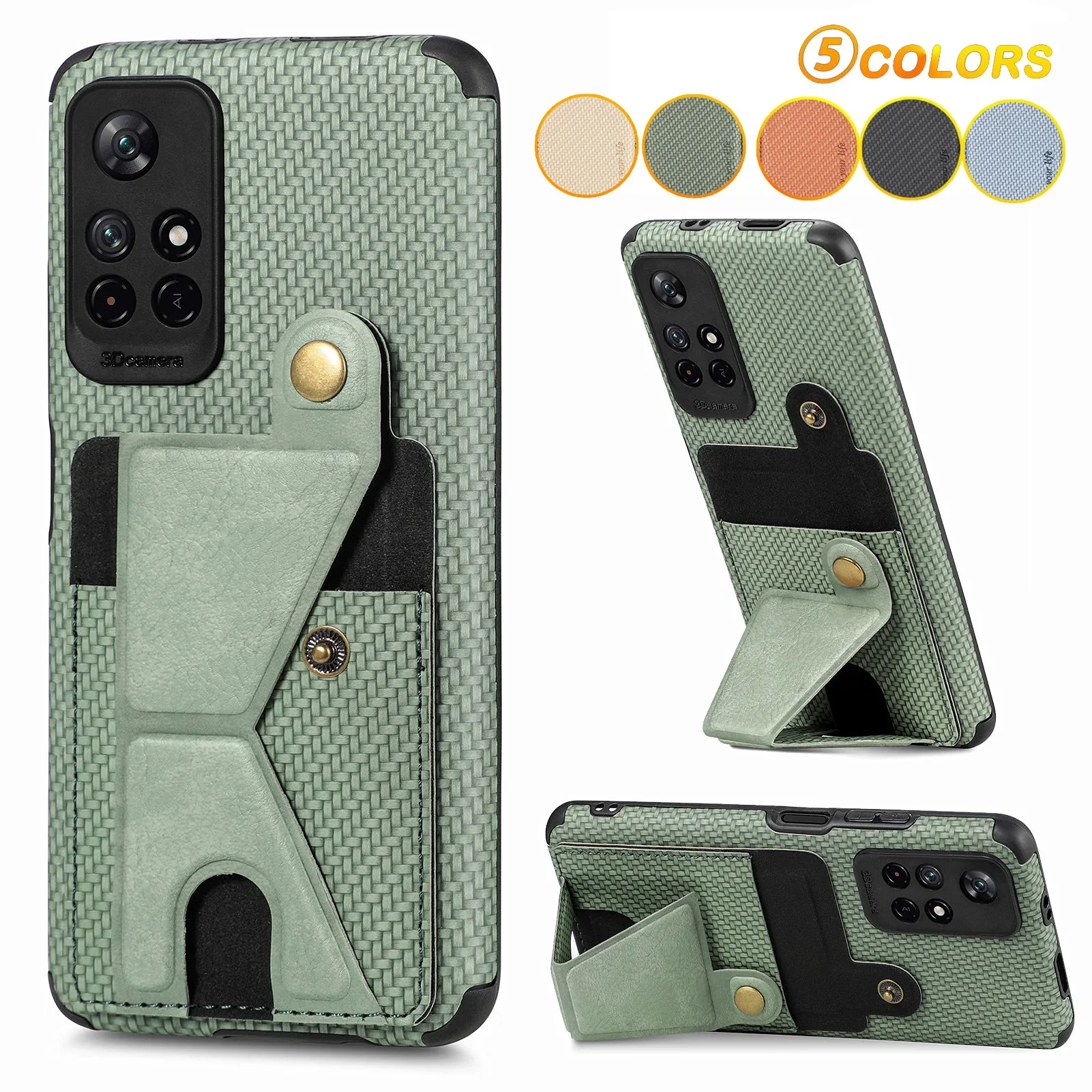 Wallet Flip Card Holder Carbon Fiber Phone Case for Xiaomi Redmi Note 11 10 Pro 11S S Prime POCO X3 NFC Mi 11 Lite Leather Cover