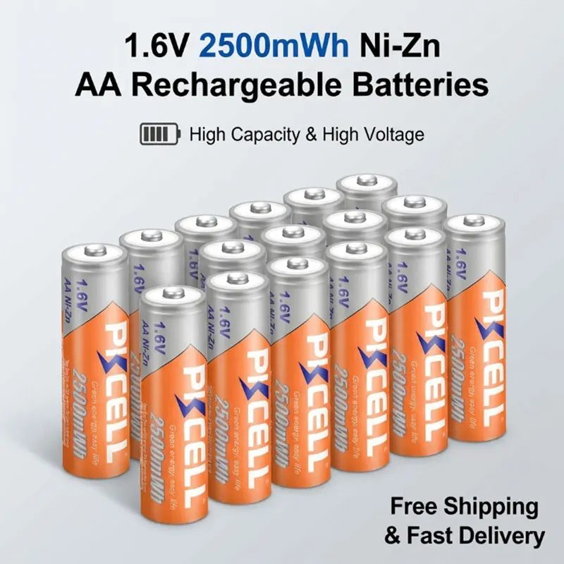 

Ni-Zn AA 1.6V 2500mWh Rechargeable Battery & NiZn Charger Set for Toys, Camera and Small Electronics