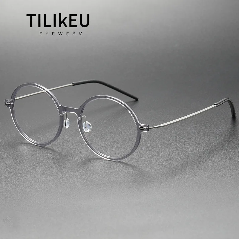 الدنمارك اليدوية المسمار النظارات مصمم النايلون الرجعية النظارات المستديرة الإطار الاتجاه الرجال والنساء خفيفة إطارات التيتانيوم #3