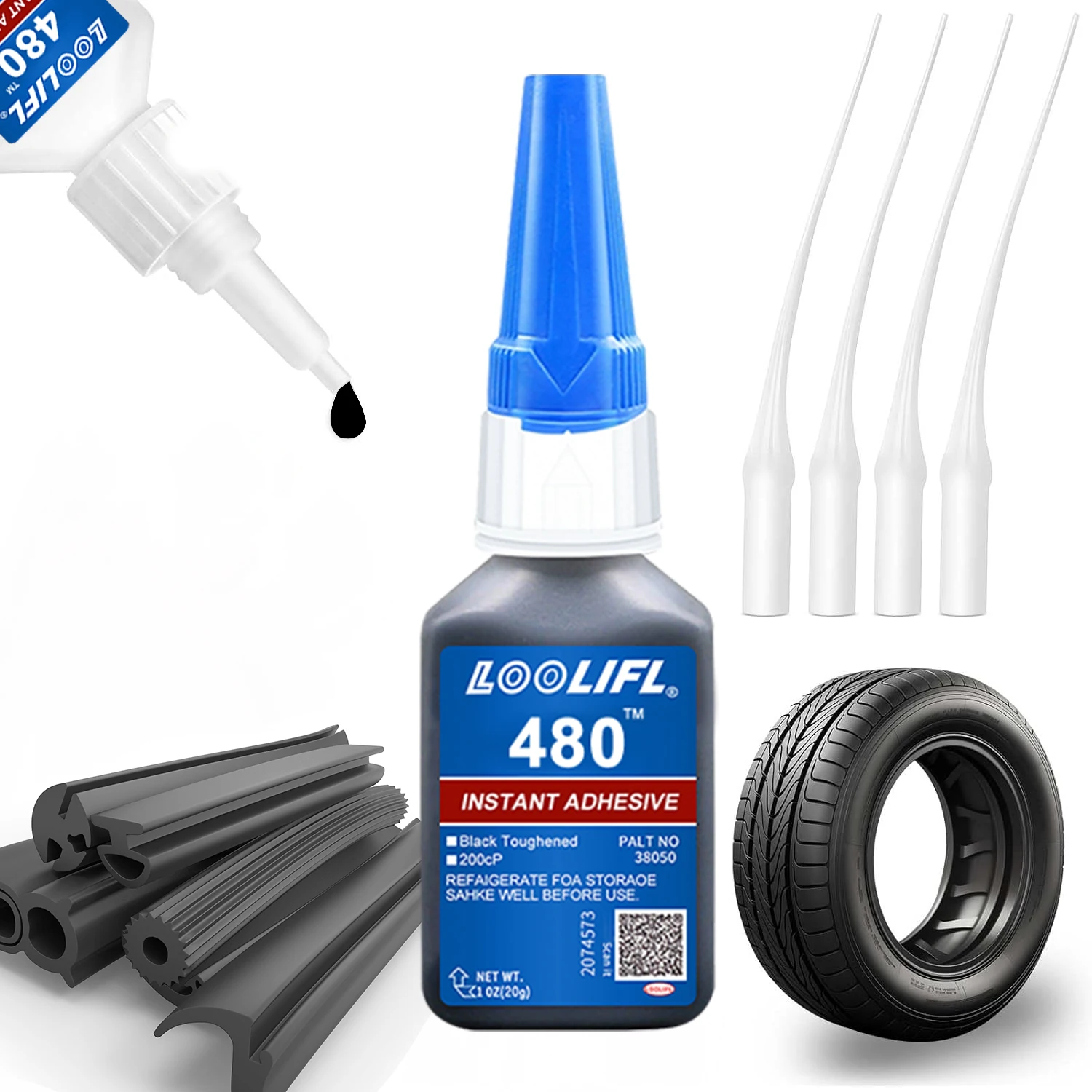 LOOLIFL20g-480 Schwarzer Kleber – Mehrzweck, geeignet für Zuhause, Heimwerken und Autoreparaturen. Der Gummi hat eine hohe Haftung und ist einfach aufzutragen