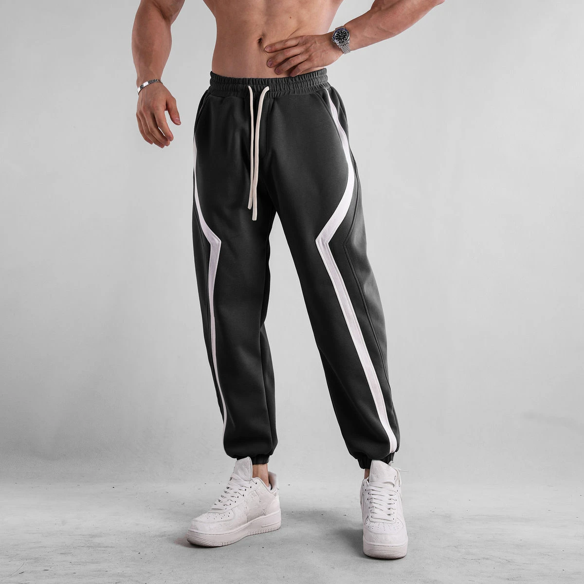 

Man Sports Pants Harem Autumn and Winter Striped Sweatpants for Men Wide Baggy Trousers Retro Streetwear Comfortable Training