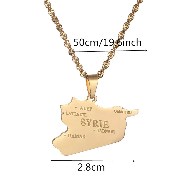 Syria Map With City Name Pendant Necklaces Syrians Jewelry