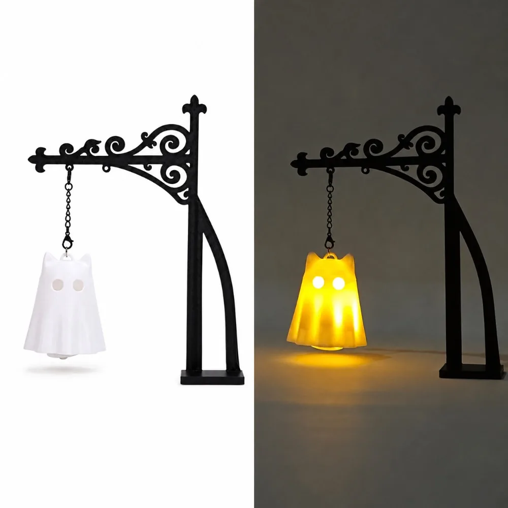 Warm Library Lantern Bookshelf Lamp Ghost Halloween LED Bookshelf Lighting Christmas Santa Claus Vintage Miniature Street Lamp