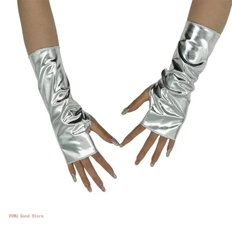 Elegant Women Wrist Lengthen PU Gloves Evening Party Mitten Dinner Dress Gloves