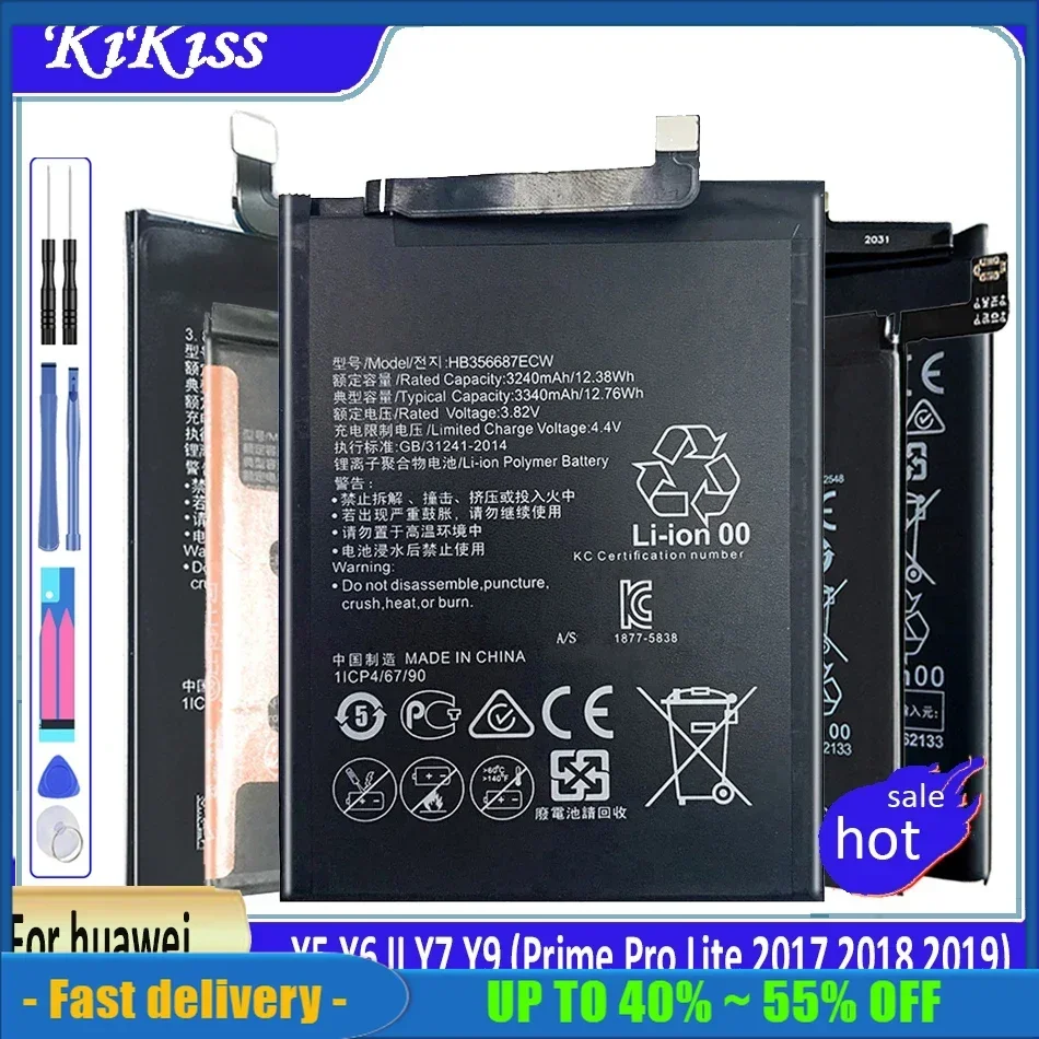 Battery For huawei Y5 Y6 II Y7 Y9 (Prime Pro Lite 2017 2018 2019)/Mate 8 9 10 SE Pro lite/nova 2 3 3E 4 4e 5i/nova Lite Y6II