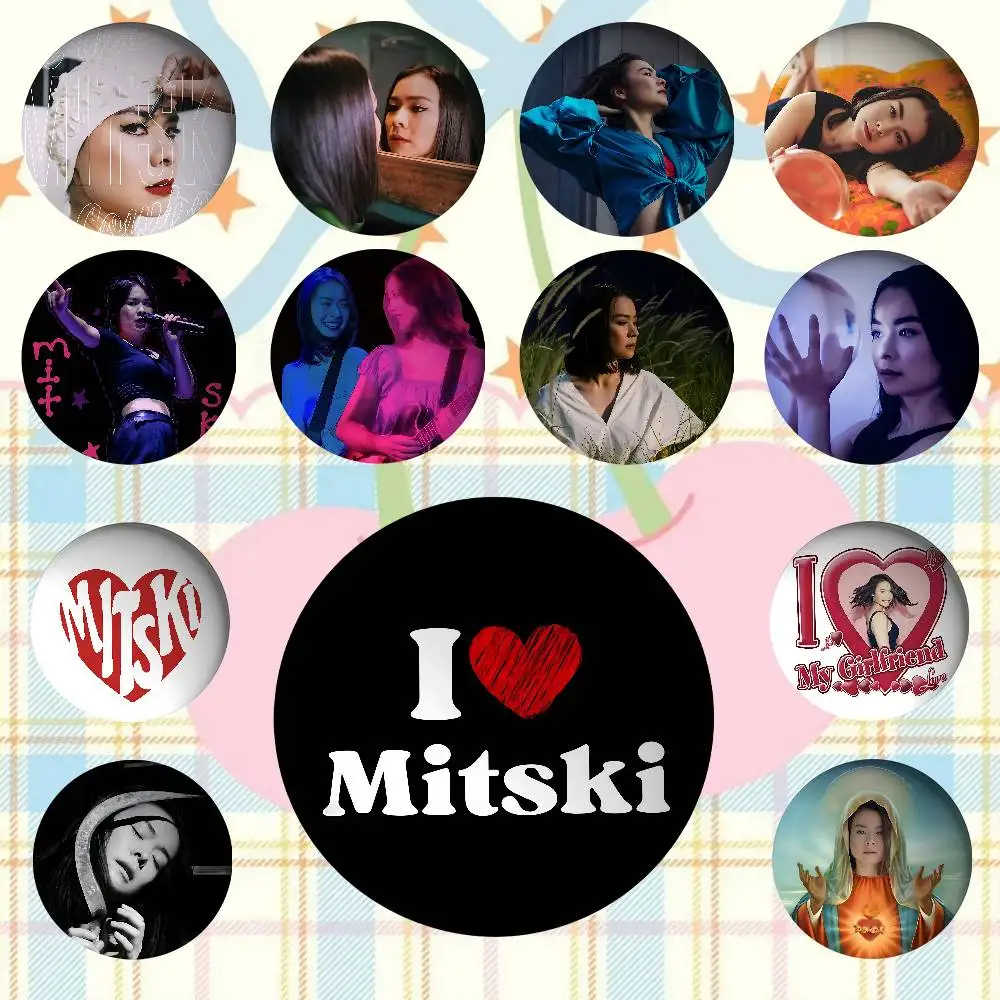 

Singer A-Mitski-S Round Exquisite Badge Brooches Creative Pins For Clothes Hat Backpack Gift Accessories