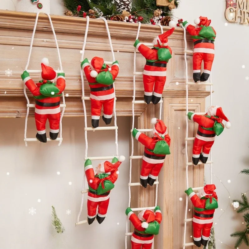 Santa Claus climbing rope climbing window Christmas ornament small ornament Christmas tree pendant scene arrangement pendant