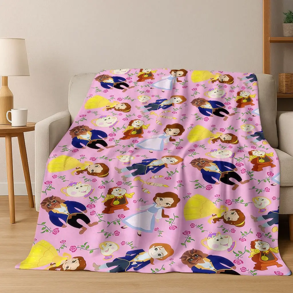 

26 Style Beauty and The Beast Lovely Cartoon Flannel Blanket,Warm and Cozy Soft Throw Blanket for Home Bedroom Bed Sofa Cover