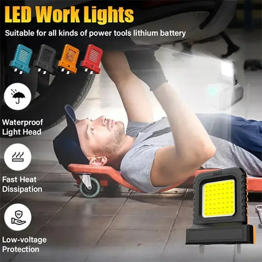 LED Work Light Portable Inspection Light 14W 2 Modes Lighting Rechargeable Battery Garage Car Repair Camping Fishing Tool