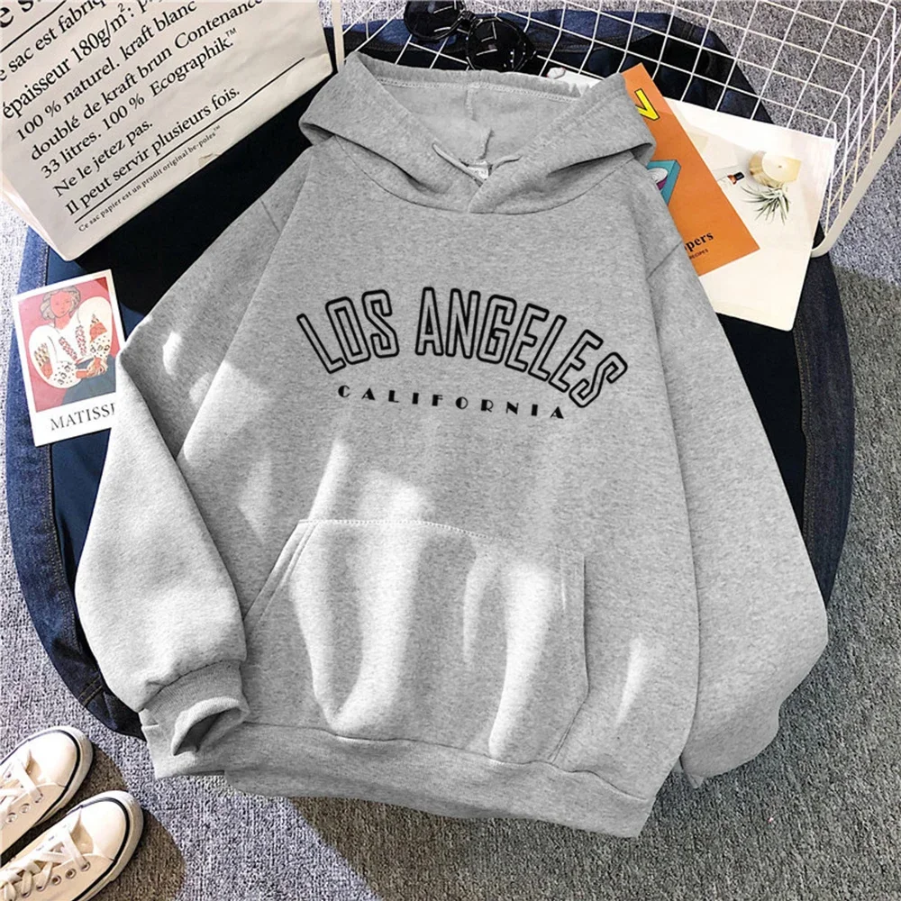 Los Angeles Hoodies Letter Print Sweatshirts Men Women Los Angeles Casual Long Sleeve Hiphop Streetwear Harajuku Fleece Pullover