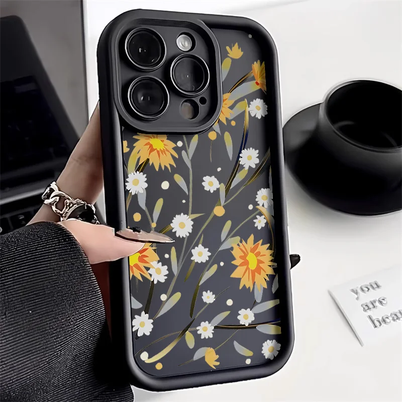 Flower Phone Case For iPhone 15 Pro Case Funda iPhone 13 11 12 14 Pro Max XR XS X 7 8 15 Plus SE 2020 Shockproof Soft TPU Cover