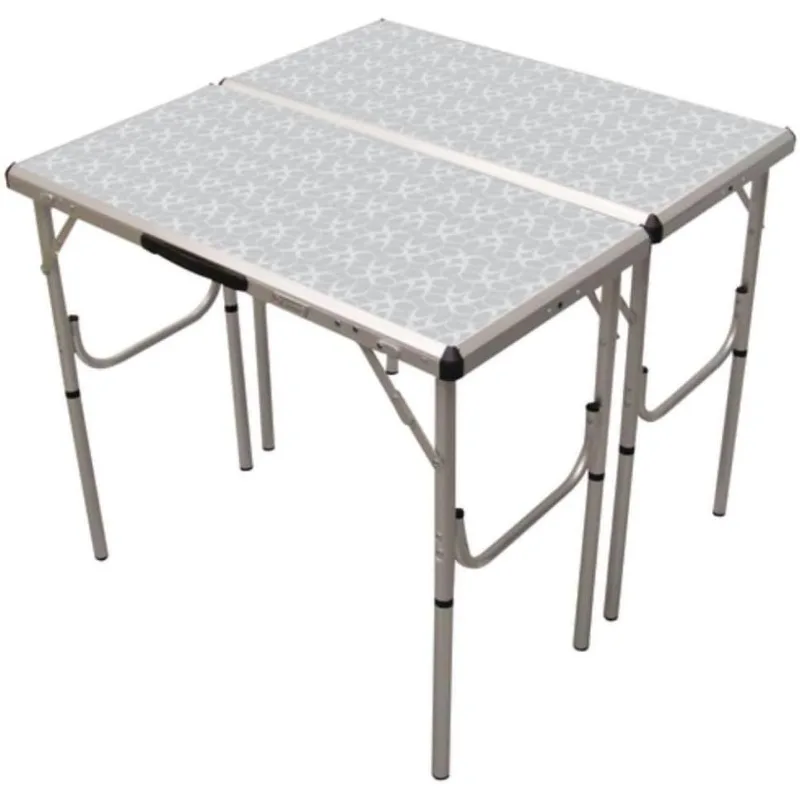 

4-in-1 Outdoor Folding Table, Lightweight Camping Table with 3 Adjustable Heights & Carry Handle, Great for Patio/Deck,