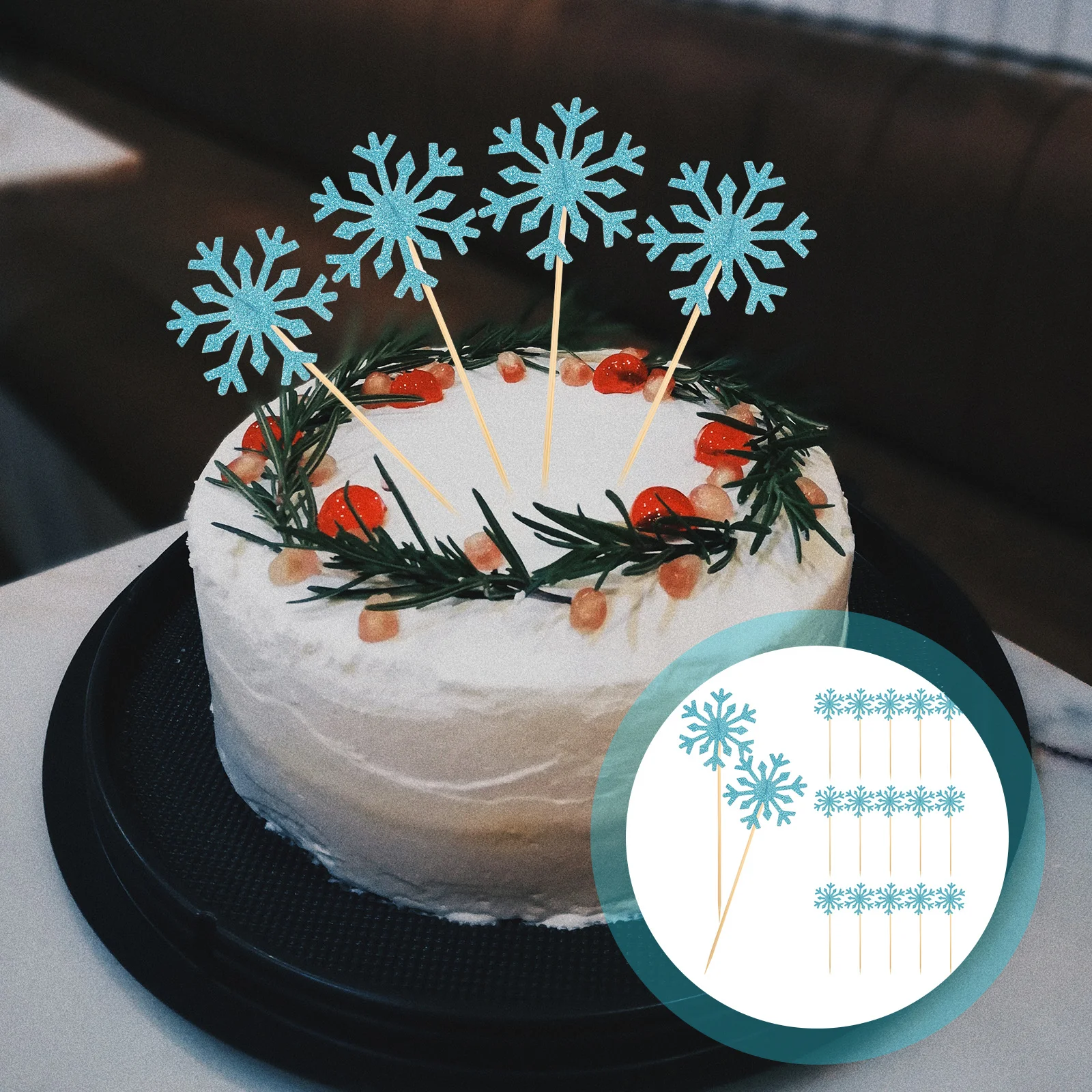 

100Pcs Snowflake Cupcake Picks Cake Decorations Birthday Party Supplies Dessert Toppers Cake Inserts Cupcake Toppers