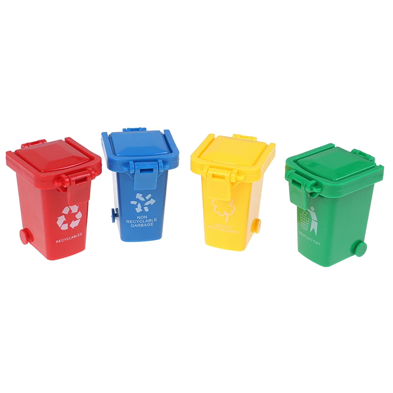 

4pcs/set Mini Trash Can Toy Garbage Truck Cans Curbside Vehicle Bin Toys Kid Simulation Furniture Toy Gift