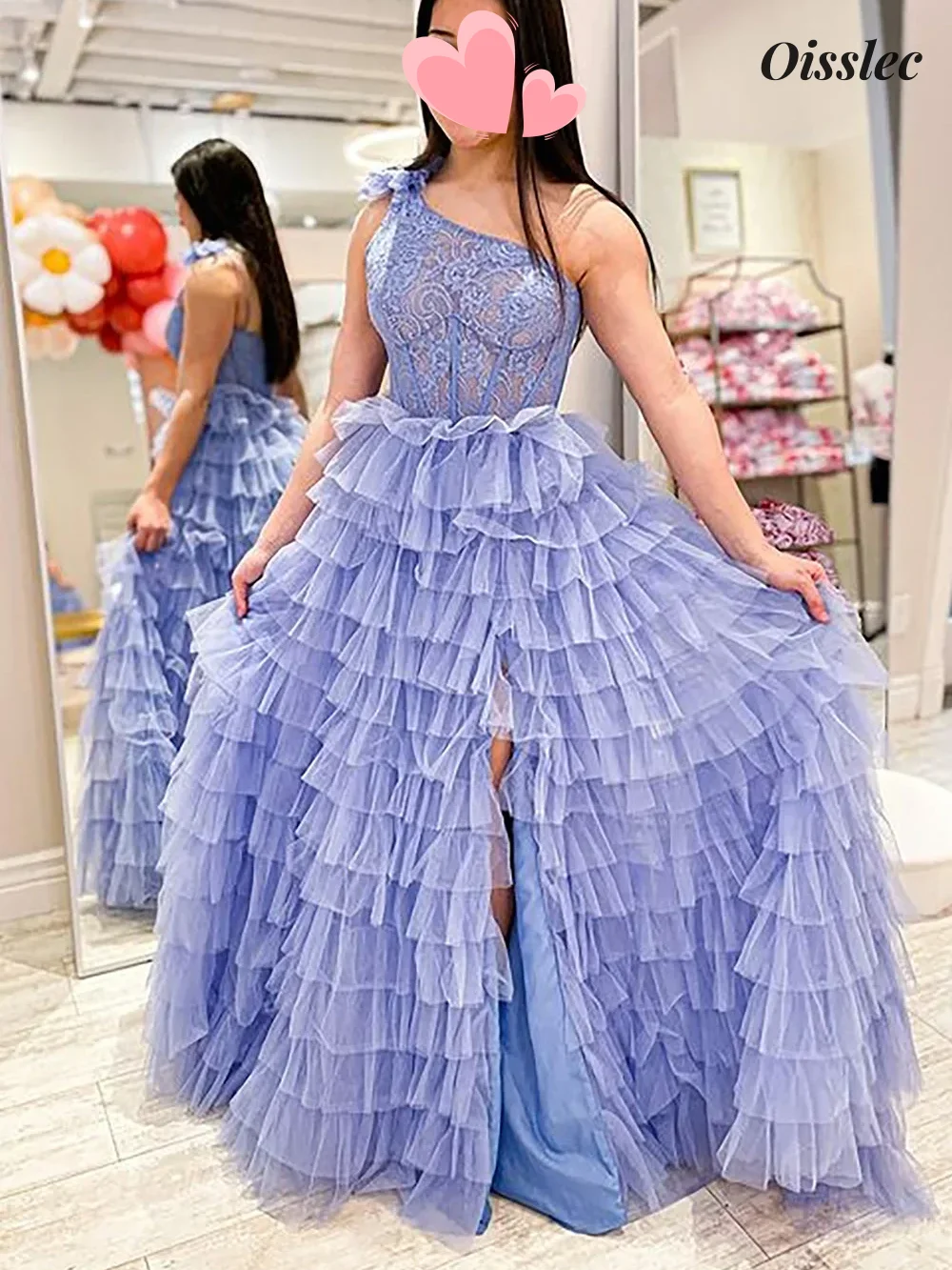 Oisslec-vestidos de quinceañera, vestido de novia de un hombro, apliques, vestido de dama de honor, vestido de graduación, falda escalonada, empalme, personalizado